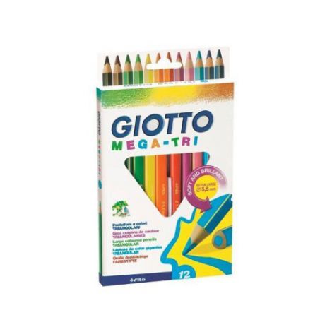 Kredki ołówkowe Giotto Mega Tri, 12 kolorów